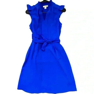 Monteau Los Angeles Royal Blue Sleeveless Tie Waist Knee Length Short Dress - XS